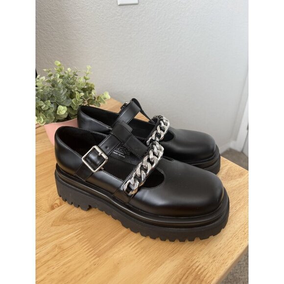 Urban Revivo Platform Chain Black Buckle Mary Janes Goth Academia Grunge 7.5 - Picture 6 of 9